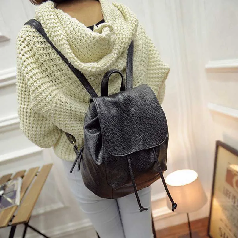 New Fashion Women Backpack Unique Woven Casual Double Shoulder Bags Soft PU Leather Students School Bag