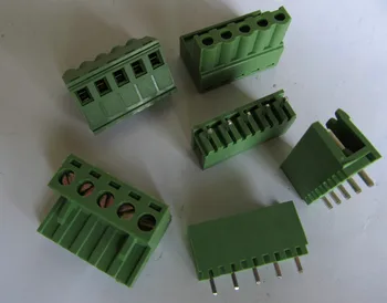 

10 sets New Push-pull Wire Connectors Pitch 5.08mm 5Pin Screw bend pin Terminal blocks 180 straight Female + male Free shipping
