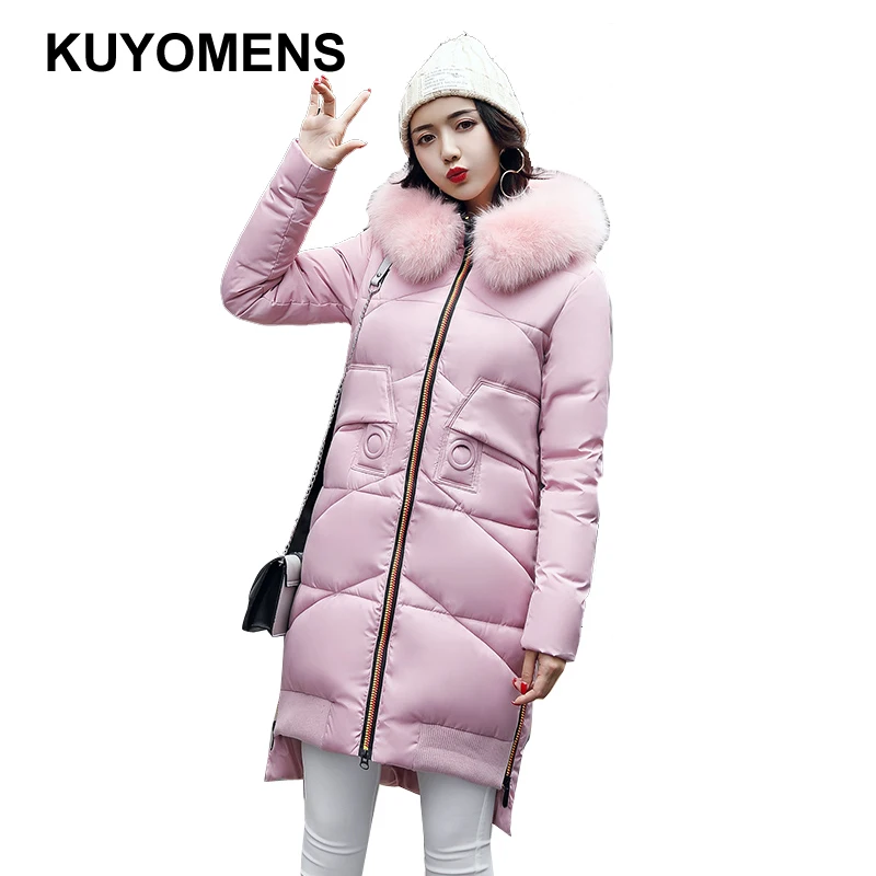 

KUYOMENS NEW Fashion Winter jacket Women Long Style Parkas Coat Slim Casual Winter Coat Women Warm Parka Plus Size manteau femme