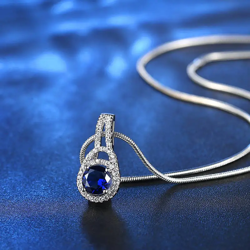 HPXmas ювелирные изделия Дамская мода продукт Ожерелье Подвеска Серебряное ожерелье синий циркон кристаллические ювелирные изделия Благородный Сияющий