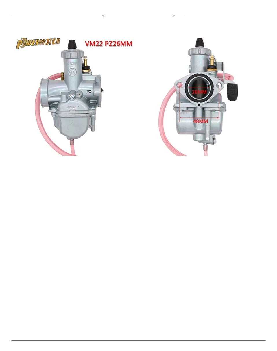 Powermotor мотоцикл VM22 Mikuni карбюратор для 110cc 125cc 140cc Dirt Bike Atv Pz26 горизонтальный двигатель производительность карбюратор