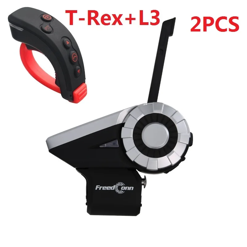 

FreedConn 1500M 2PCS T-Rex+L3 Motorcycle Bluetooth Helmet Intercom Interphone Headset with L3 Remote Controller Waterproof