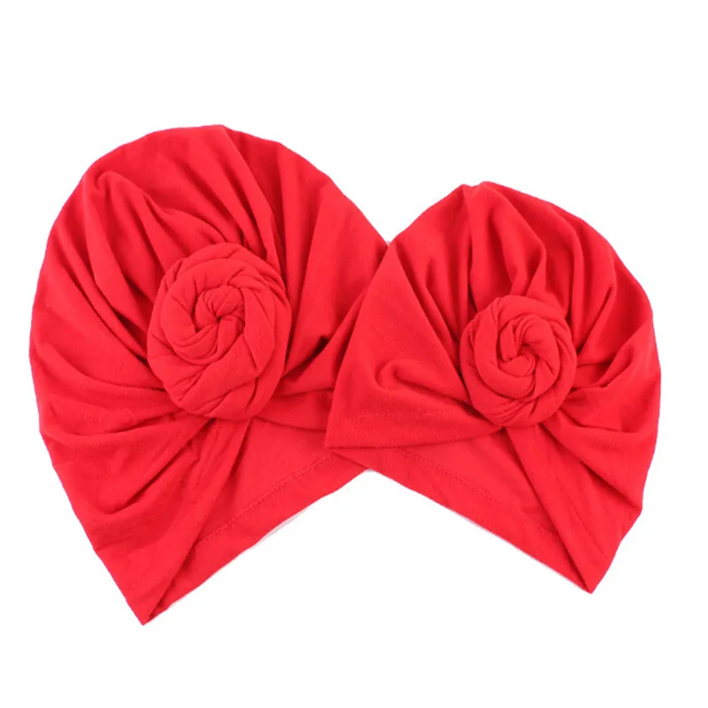 

2019 New Hot Sale Women's Baby's Kids Unisex 2PCS Cotton Solid Twist Knot Head Cover Hat Wrap Turban Beanie Cap Accessories