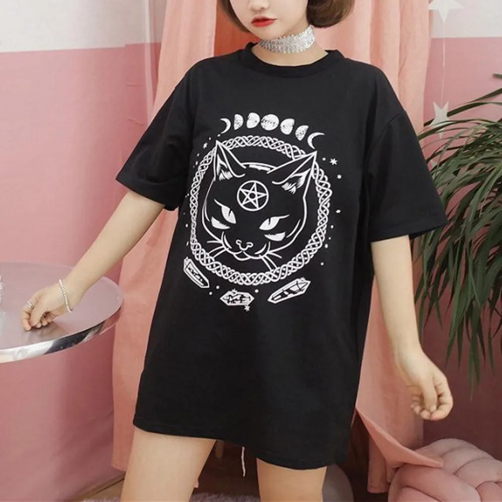 Женские рубашки большие размеры модный воротник короткий рукав harajuku kawaii