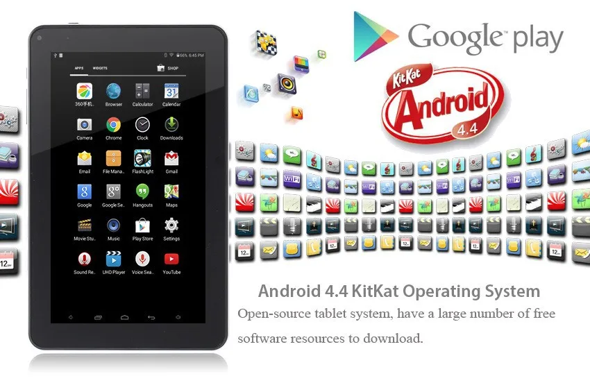 Boda 10,1 "дюймовый четырехъядерный емкостный wifi Android 4.4.2 KITKAT планшет Allwinner PC