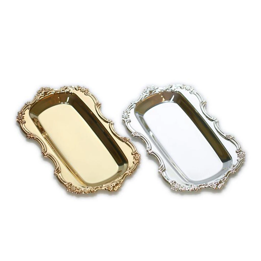 Multifunction Cake Snack Tray Metal Serving Tray Towel Plate Desk Organizer