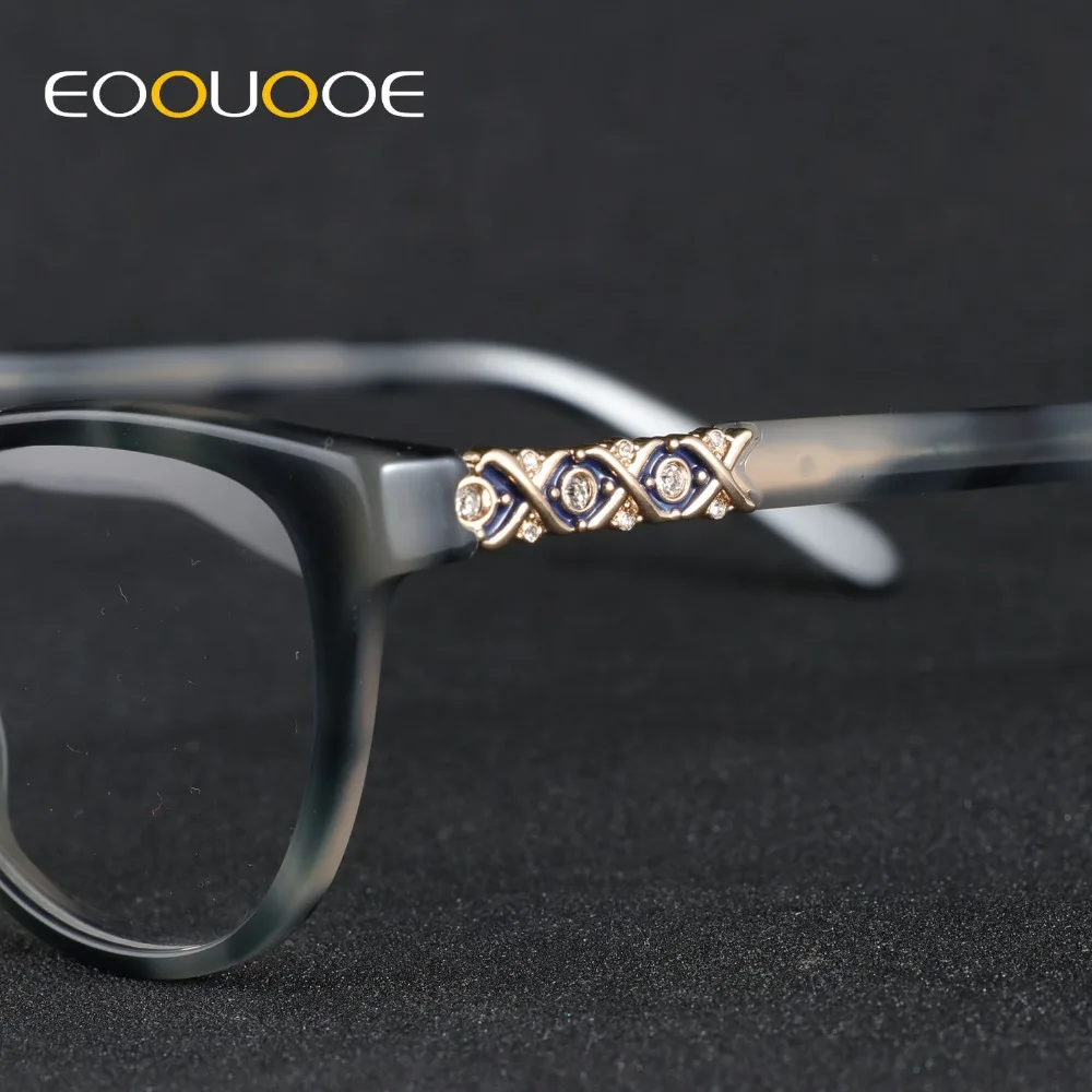 EOOUOOE женские ацетатные очки с бриллиантами прозрачные линзы Monturas De Lentes Hombre Gafas