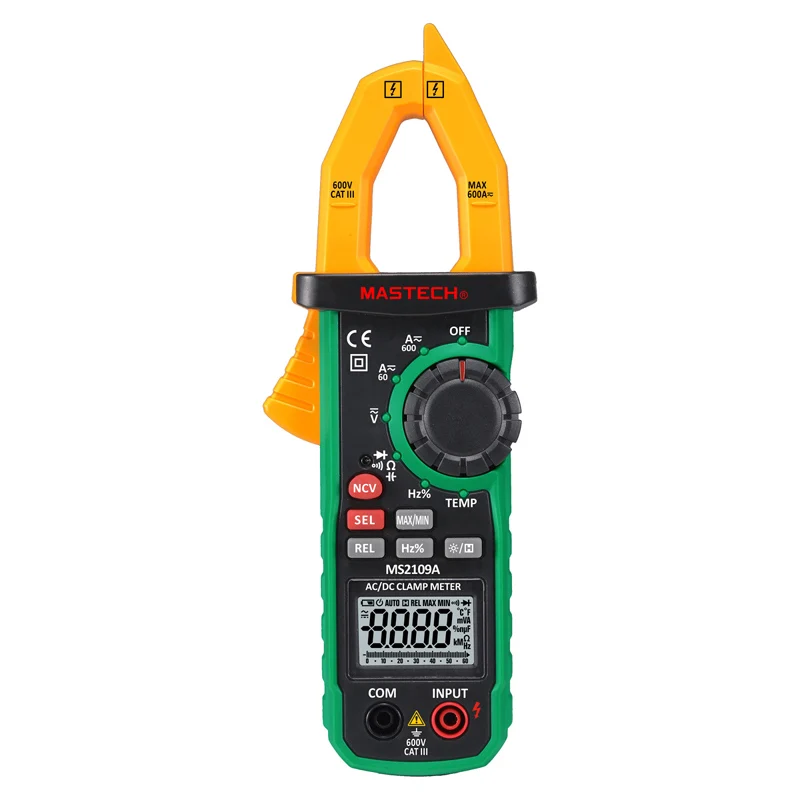 

Mastech MS2109A Auto Range Digital AC DC Current Clamp Meter Multimeter HZ Temp Capacitance Tester with NCV Detector