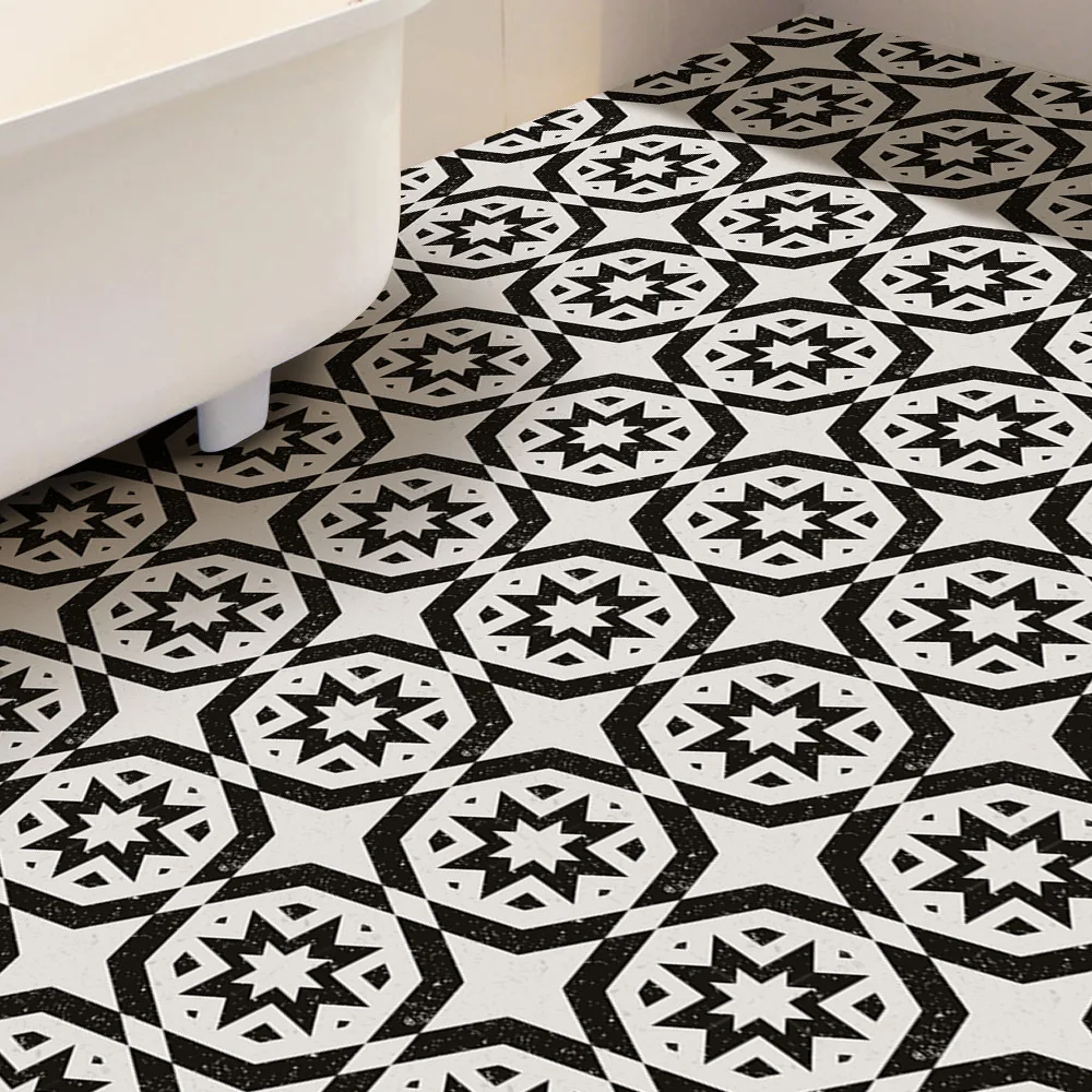 

Black And White Portugal Floor Tile Sticker Waterproof Anti-scratch Anti-skid Wall Stickers Decorative Floor Poster Home Decor