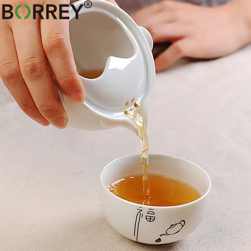 BORREY фарфоровый керамический гайвань чайный сервиз белая фарфоровая чашка Gaiwan