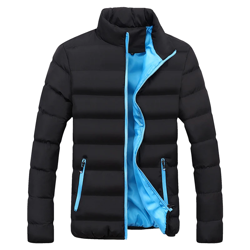С бесплатным подарком, пальто с воротником-стойкой, мужские куртки, утолщенная хлопковая парка, мужская зимняя куртка, мужские плотные куртки, пальто, парки 9999 - Цвет: 5513BlackBlue