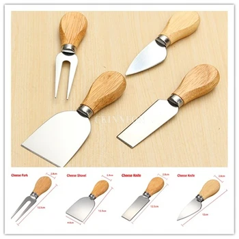 

200Set 4Pcs/Set Popular Utility Practical Knives Set Wood Handle Cheese Knife Kit Cooking Tool (Size: One Size)