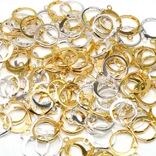 50 шт., металлические серьги, аксессуары для изготовления, родиевая медь, клипсы на серьги, застежки, крючки, фурнитура, застежка с петлями, круглая основа для Diy