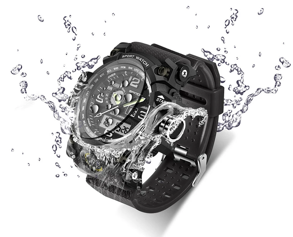 SANDA Роскошные Брендовые мужские спортивные часы для дайвинга кварцевые цифровые светодиодные армейские часы мужские модные часы с большим циферблатом relogio masculino