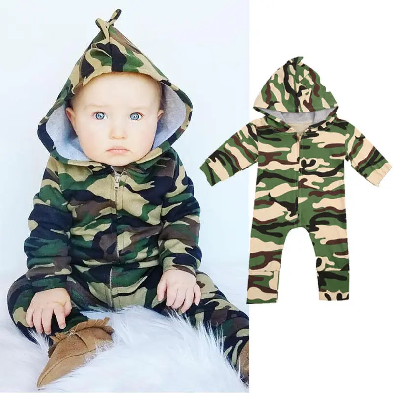 Новинка года, детские комбинезоны, зимняя плотная теплая одежда для маленьких мальчиков комбинезон с капюшоном и длинными рукавами, Детская верхняя одежда для новорожденных, на возраст от 0 до 12 месяцев
