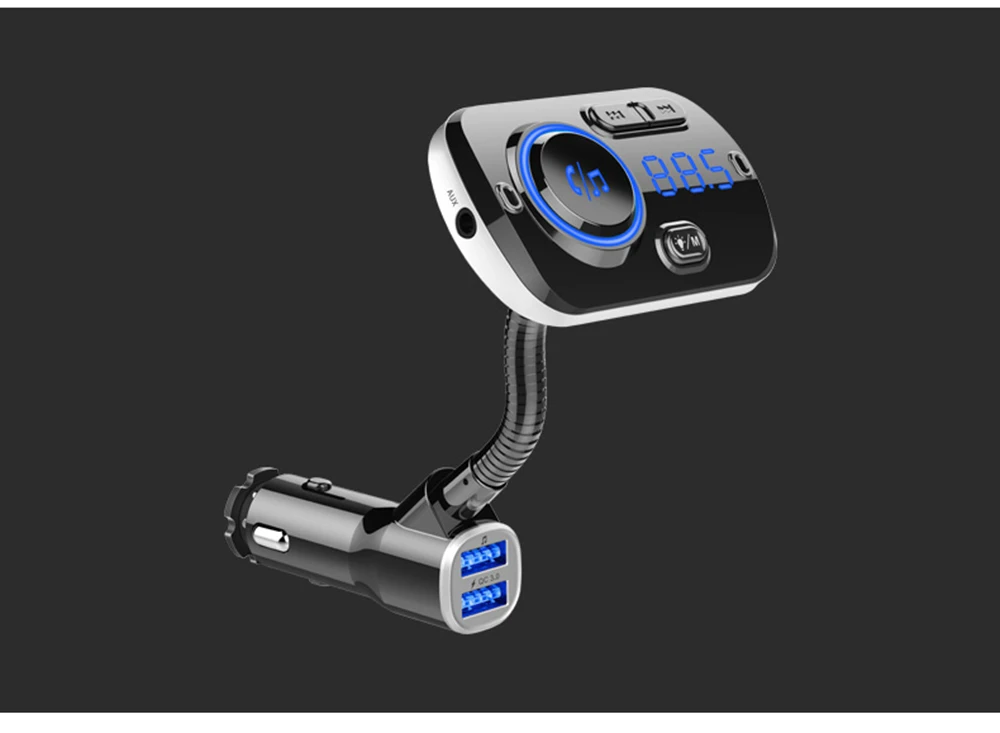 JINSERTA цветной светильник, Большой Цифровой Автомобильный Mp3 плеер, Bluetooth 5,0, fm-передатчик QC3.0, двойное зарядное устройство USB, поддержка AUX, TF карта