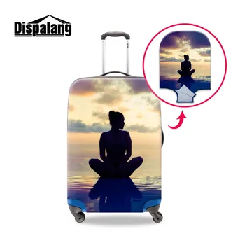 

Dispalang Design Yoga Picture on Suitcase Cover for Women Top Selling Elastic Material Travel Luggage Bag Covers Spandex Fabric