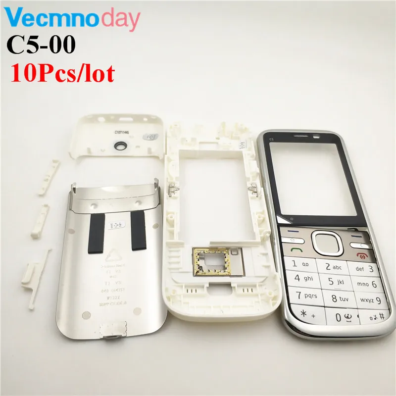 

10Pcs/lot Front Middle Frame Back cover Battery Cover For Nokia C5 C5-00 Full Housing Cover Case With Keypad