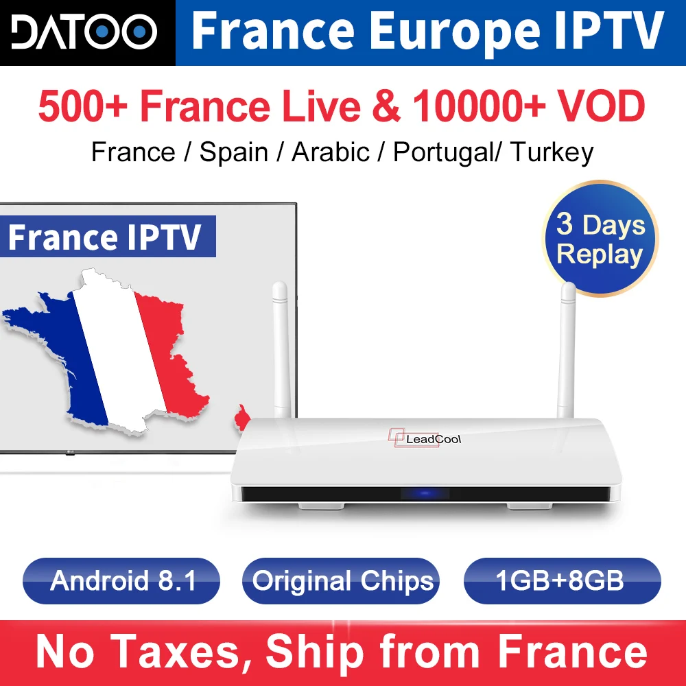 IPTV France Arabic Italy IP TV Leadcool Android 8.1 Tv Box IPTV French Subscription Italia Spain Portugal Qatar Belgium IP TV