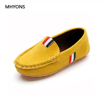 

MHYONS 2018 Spring and autumn light dance Peas shoes Solid Cow Muscle Sole casual shoes Children Kids Girls Boys Unisex EUR21-36