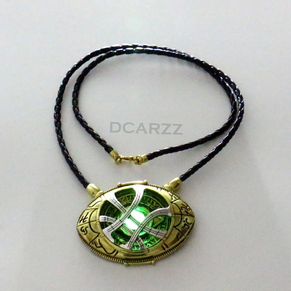 7 см* 5,5 см ожерелье "Доктор Стрэндж" светящаяся в темноте в форме Глаз Античная бронзовая подвеска с кожаным шнуром кинокостюм косплей ювелирные изделия
