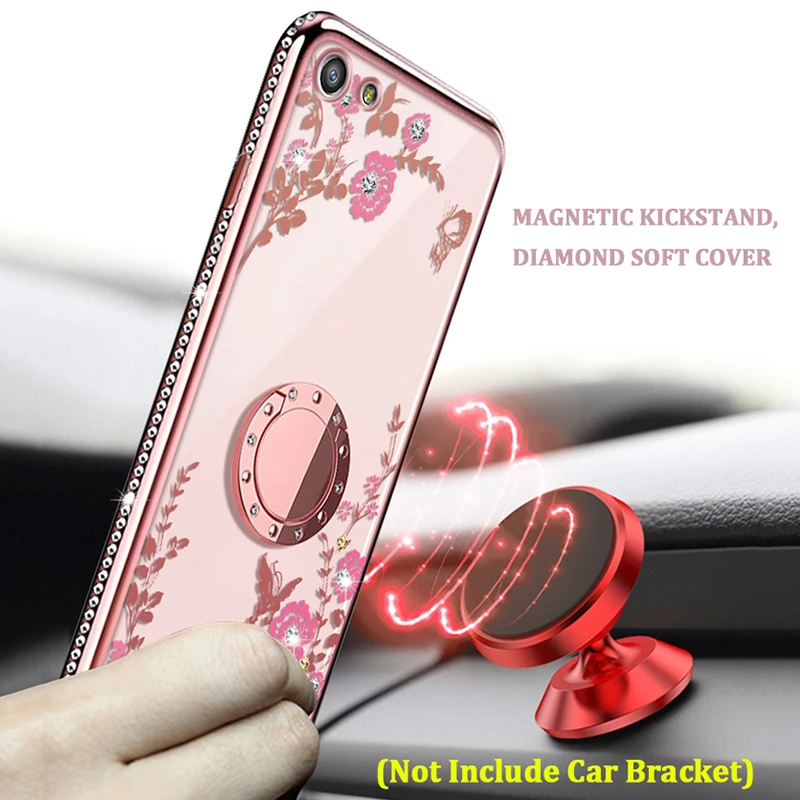 Блестящий чехол с цветами и алмазным покрытием для iPhone 6 7 8 Plus X XR XS Max 11 прозрачный