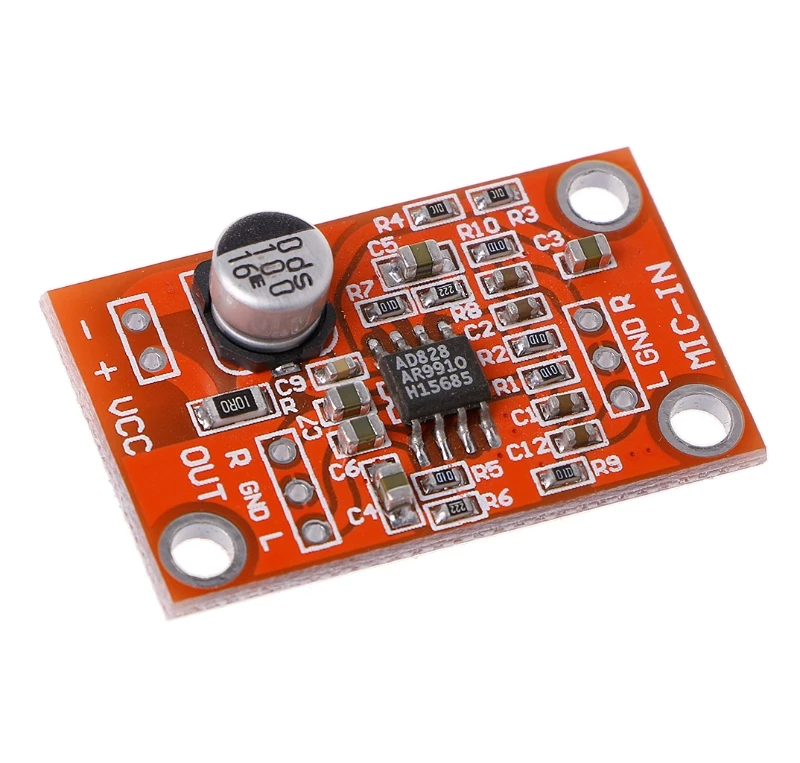 

Crust Pro 1PC AD828 Stereo Dynamic Microphone Preamplifier Board MIC Preamp Module DC 3.8V-15V