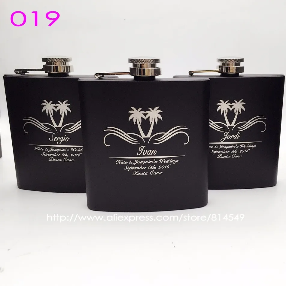 Free   Personalized Engraved 6 oz Stainless Steel Black Hip Flask ,Groomsman or Best man gift , Birthday gift ,PASSED FDA TEST