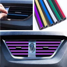 10 pz/lotto Car Styling Car Air Vent Decorativa Strisce U-Tipo di Modellatura Della cornice Della Decorazione Linea di Auto Modanature interne Accessori Per Auto