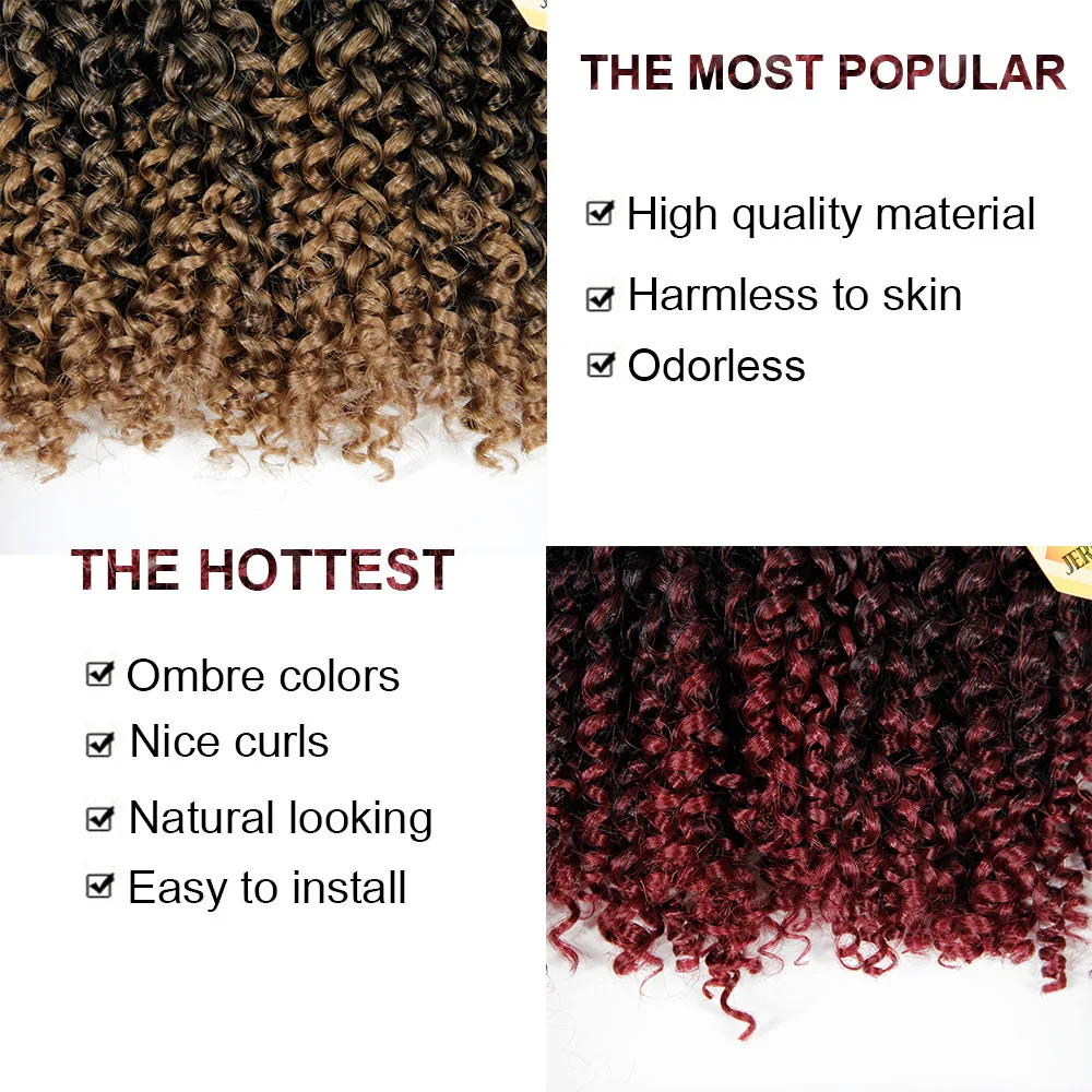 Curly Crochet Hair Braiding Hair Ombre Grey bundles Jerry Curl Synthetic Extensions Afro Kinky Twist Hair Crochet Braid