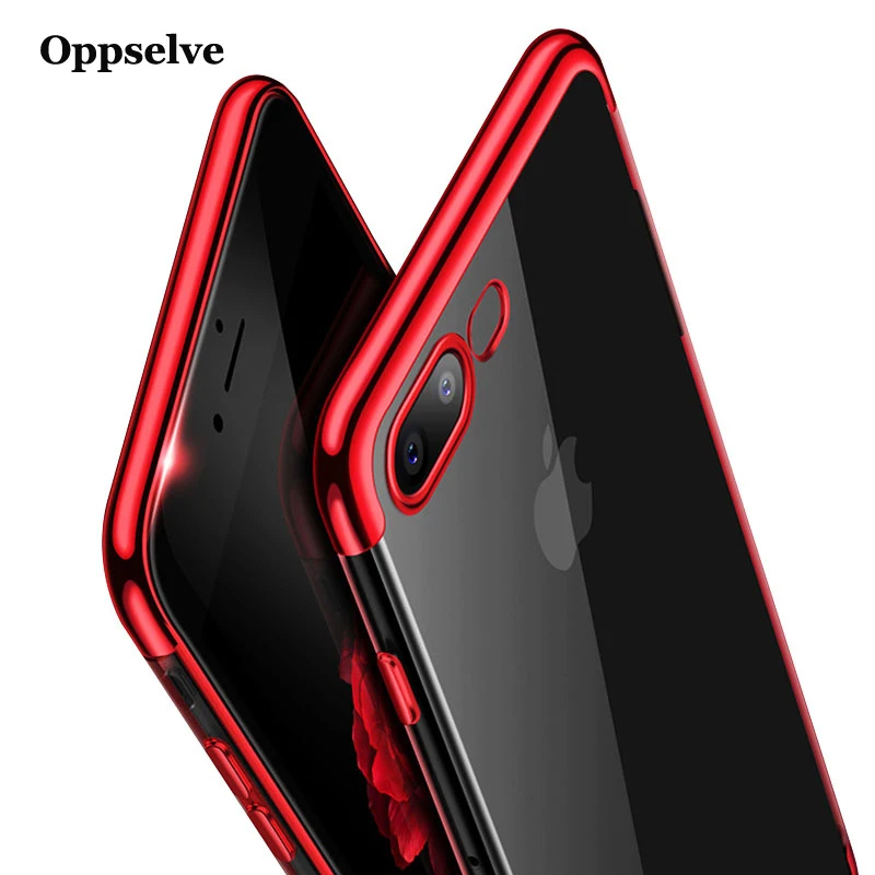 

Luxury Plating Case For iPhone 8 7 Electroplating Ultra Thin Soft TPU Silicone Cover For iPhone 8 7 Plus Back Shell Capinhas
