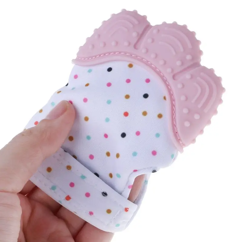 

Baby Teether Gloves Squeaky Grind Teeth Oral Care Teething Pain Relief Newborn Bite Chew Toys