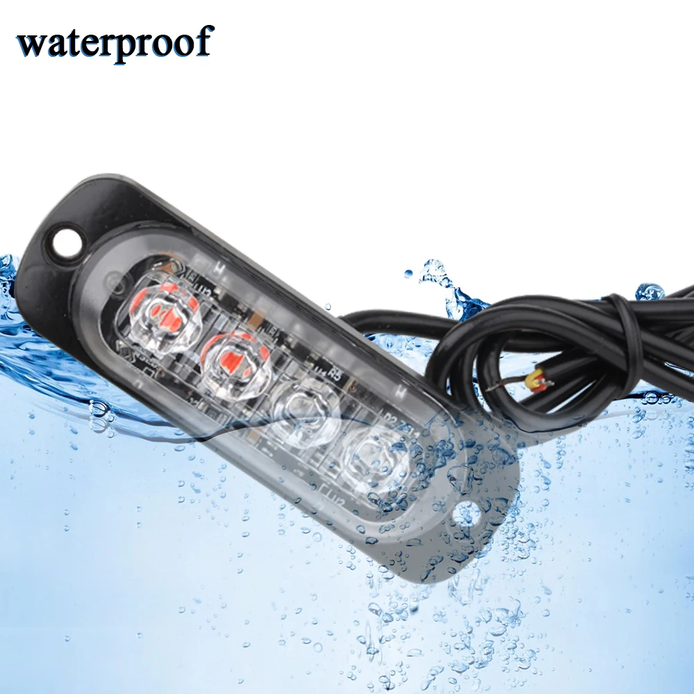 4LED Ultra-thin Strobe Light 12-24V Car Motorcycle Side Light Red blue White Amber Truck Warning strobe Police light 4LED Ultra-thin Strobe Light 12-24V Car Motorcycle Side Light Red blue White Amber Truck Warning strobe Police light
