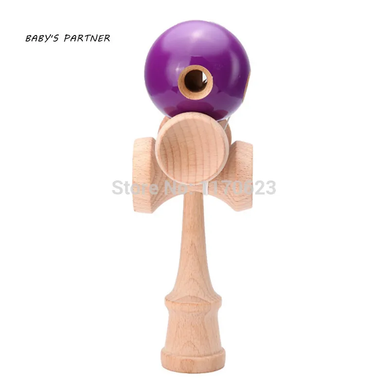 5 отверстий и 5 чашек деревянный Профессиональный Kendama Традиционная игрушка мяч игра PU крашеный пляжный мячик для жонглирования подарок для детей - Цвет: Фиолетовый