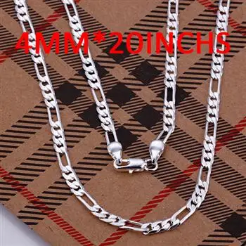 Новинка высокое качество посеребренные и штампованные 925 4 мм Figaro мужские цепочки ожерелье для женщин мужские ювелирные изделия оптом 16-30 дюймов