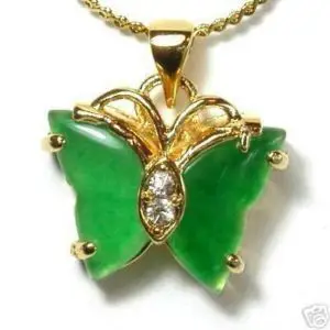Китайский Камень зеленый нефрит бабочка кулон и ожерелье