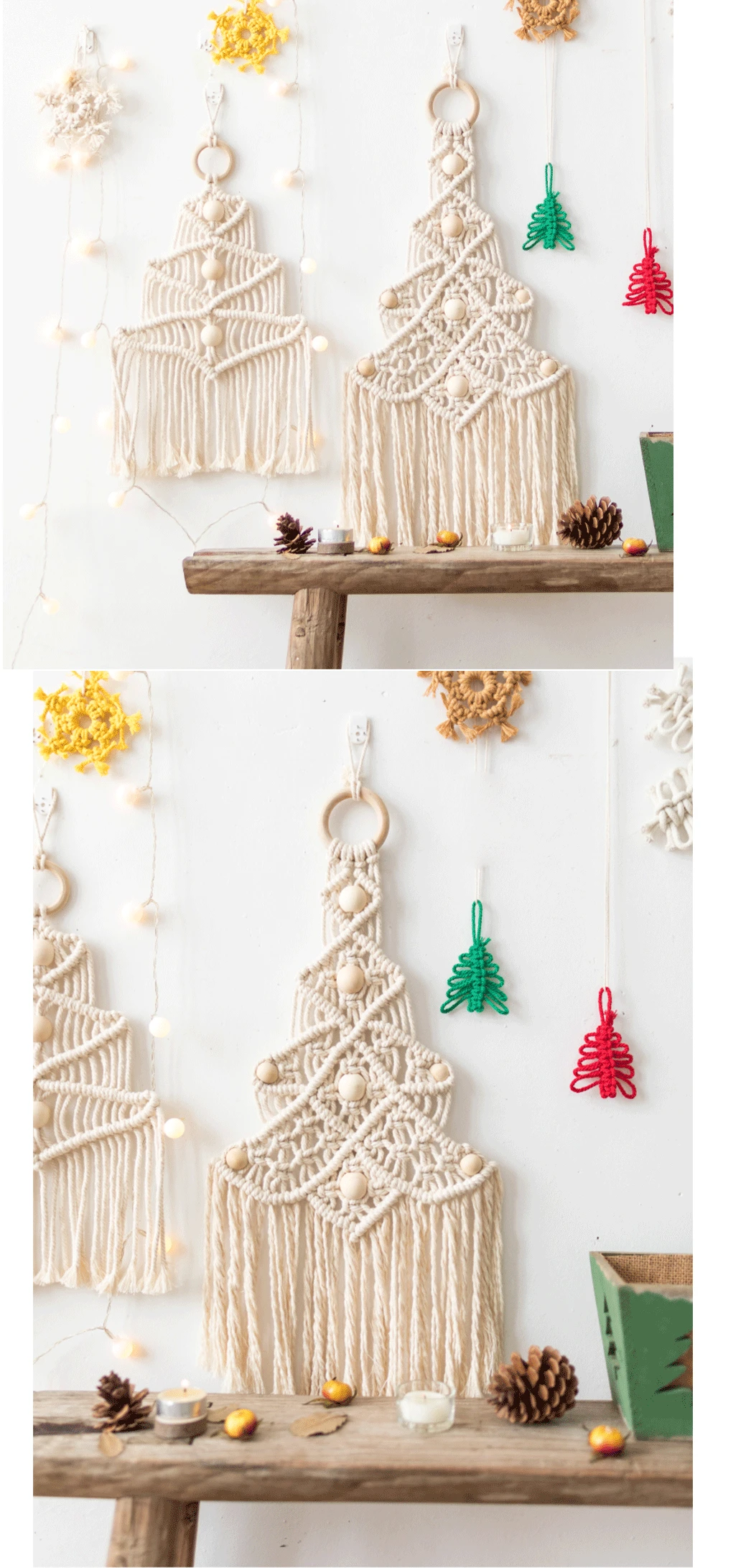 Гобелен из макраме, настенный Тканый гобелен для рождественской елки, настенный гобелен, хлопковый декор в стиле бохо, украшение для дома, лучший подарок