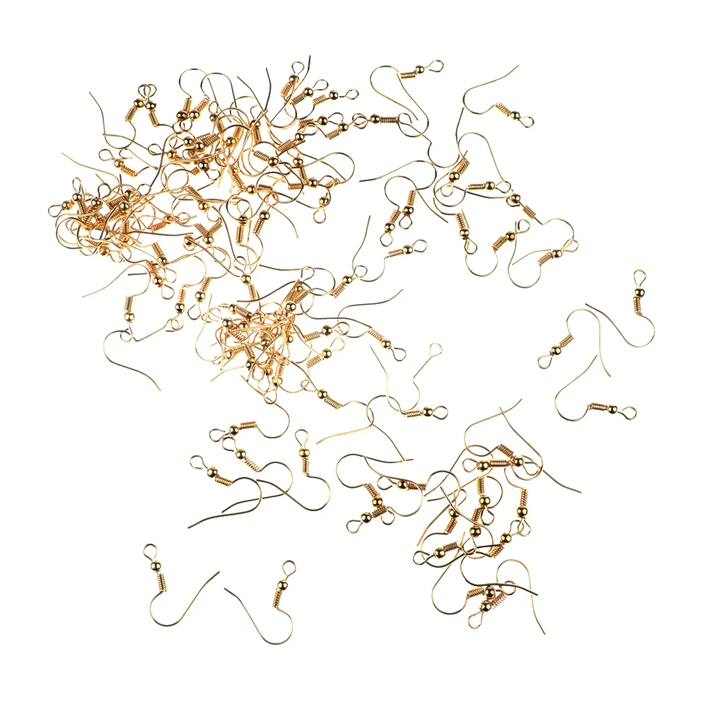 100 Pieces Fashion Designs Coil Ball Fish Hook Earring Wires / Earrings / Hooks /Jewelry Finding Making Crafts