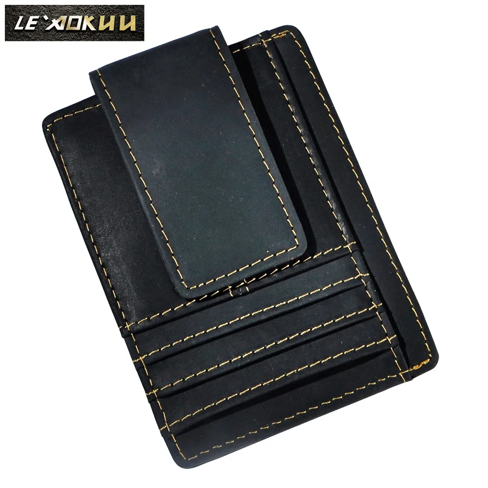 

Leather Magnet Money Clip Fashion Men Gift Wallet Card Photo Holder Case Design Handy Front Pocket Wallet Mini Purse Male 1015b