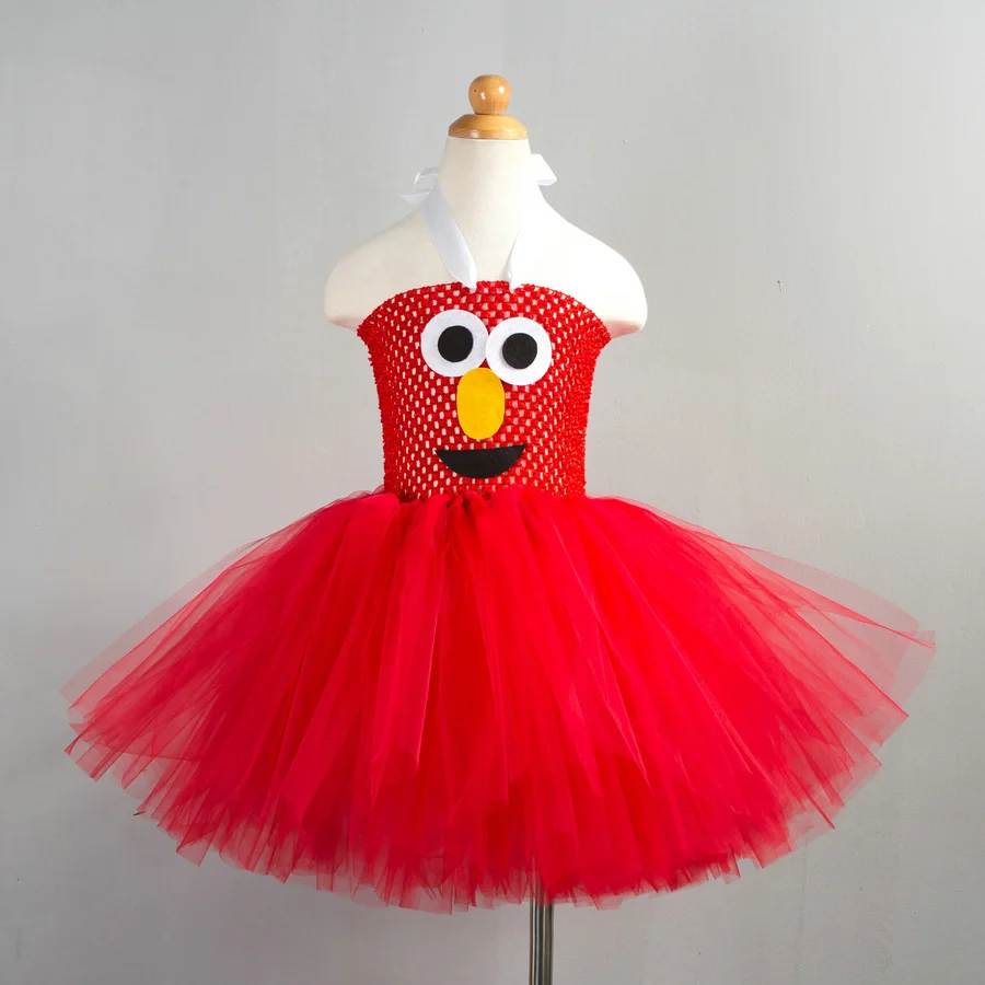 Sesame Street Elmo Inspired Handmade Fancy Tutu Dress Red Tulle Kids