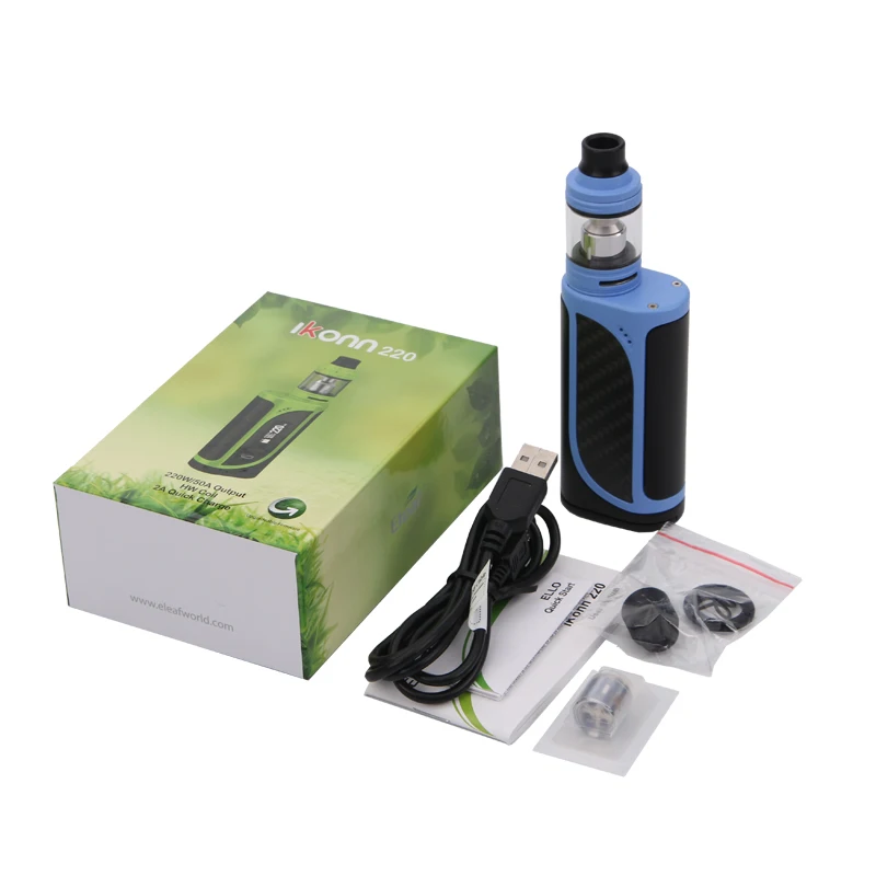 Original Eelaf iKonn 220 Kit with 4ML ELLO2ML ELLO Mini Atomizer and 220W E cigarette Box MOD iKonn fit 18650 battery 022
