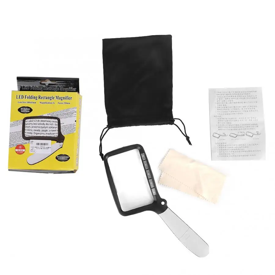 

Handheld Foldable 2X Magnifying Glass Reading Magnifier with 5 LED Light .