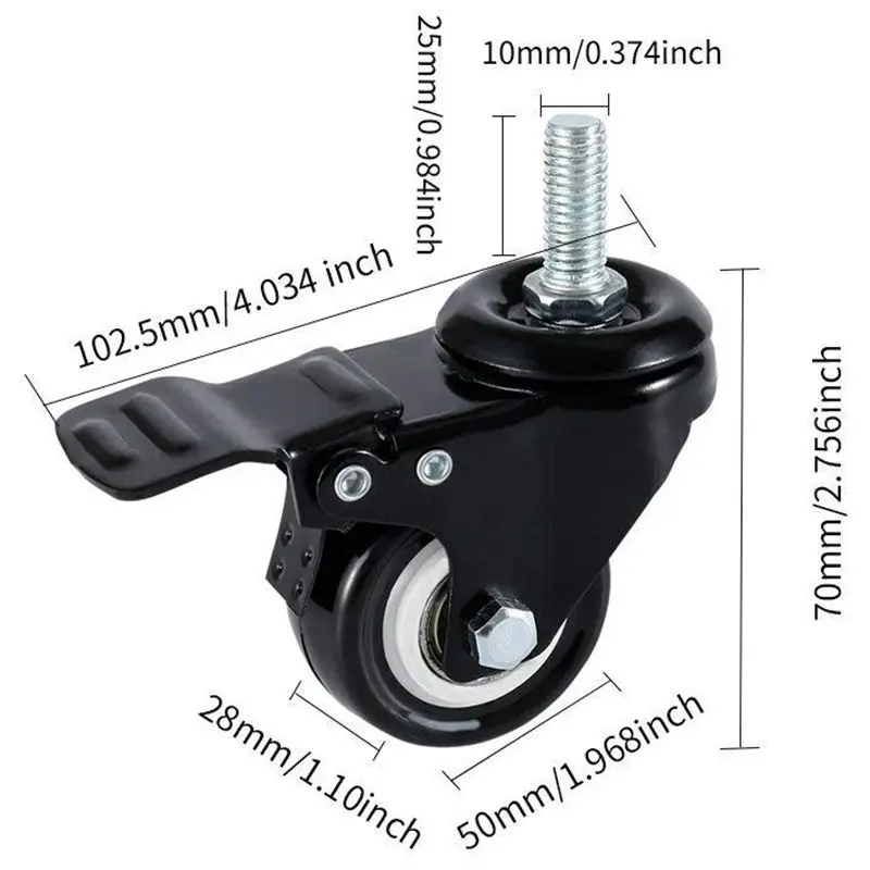 

BIFI-4 x Casters 50mm Swivel Castor Wheels Trolley Furniture Caster Heavy Duty