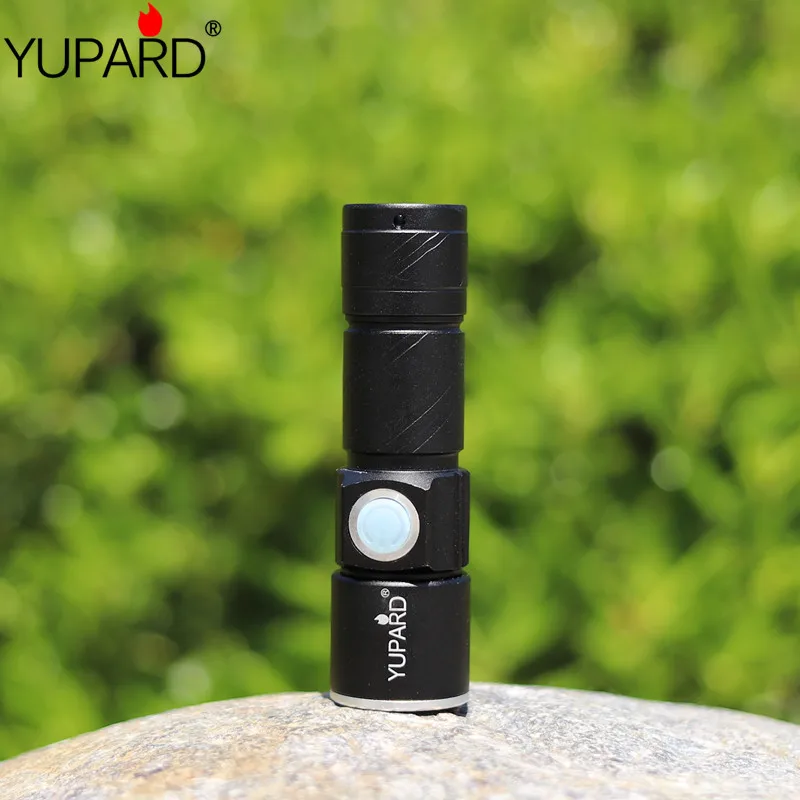 

YUPARD Mini Q5 LED Portable Flashlight Torch built-in 16340 rechargeable battery Focusable Zoomable USB charging lamp penlight