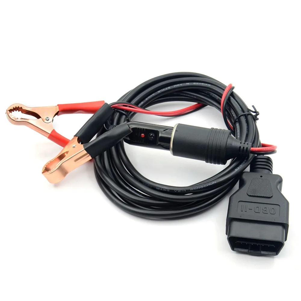

OBDII 12V DC Power ECU Emergency Power Source Supply Cable Interface Connector with Alligator Clip & Auto Jump Starter Power EC5
