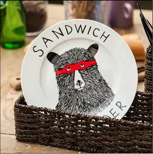 8 * polegada dia osso china cerâmica placas planas padrão dos desenhos animados porcelana utensílios de mesa salada sushi bolo prato estilo europeu 1201(China)