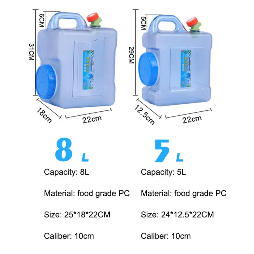 5л 8л автомобильное ведро для хранения воды портативный контейнер для воды открытый большой емкости бутылка для воды с краном Кемпинг квадратный баррель