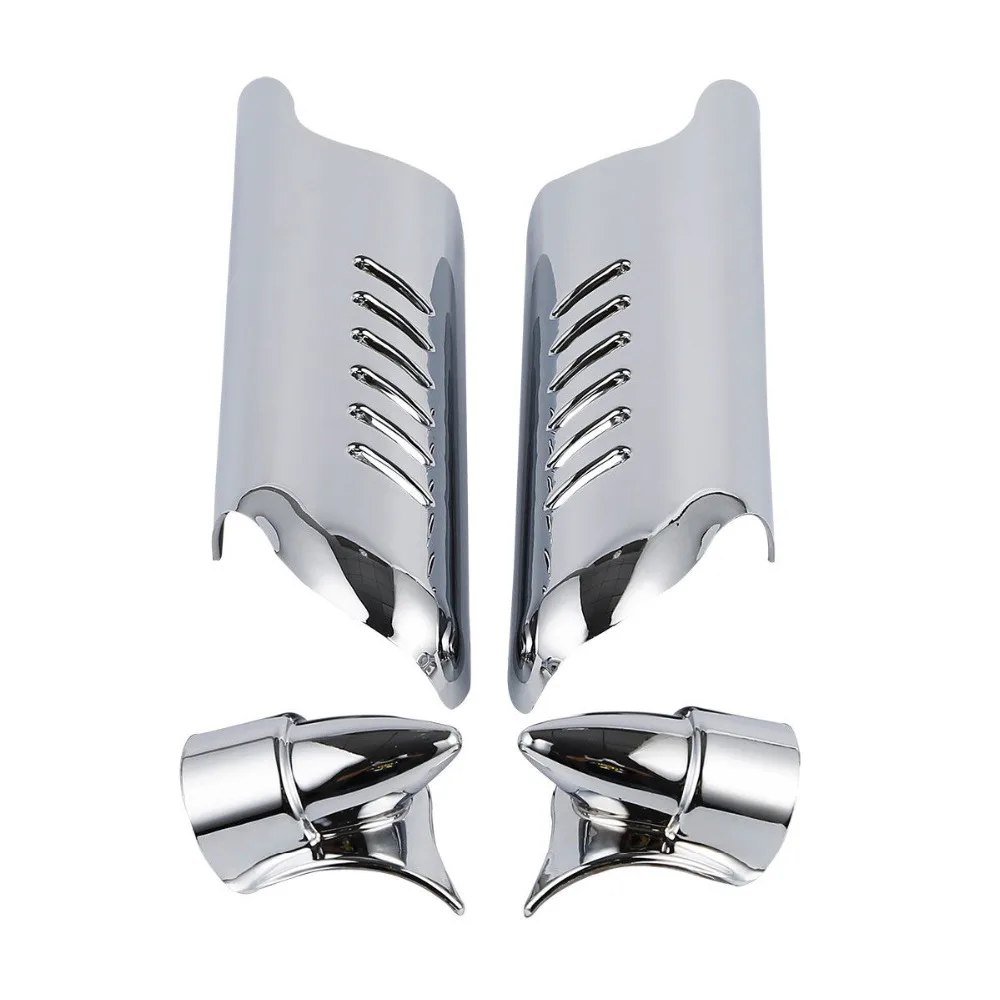 Fork Lower Leg Deflectors Shields Cover Black Chrome For Harley Electra
