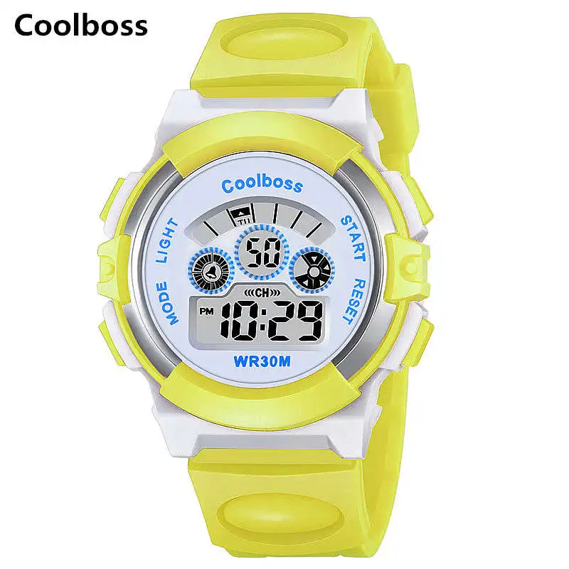 Электронные студенческие часы водонепроницаемые детские наручные часы светодиодный цифровой дисплей Будильник Детский подарок мальчики девочки спортивные детские часы - Цвет: yellow