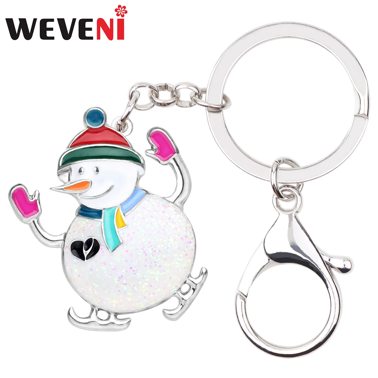 WEVENI المينا سبائك عيد الميلاد التزلج ثلج مفتاح سلسلة المفاتيح حلقة حامل نافيداد هدية مجوهرات للنساء الفتيات حقيبة سحر 2019